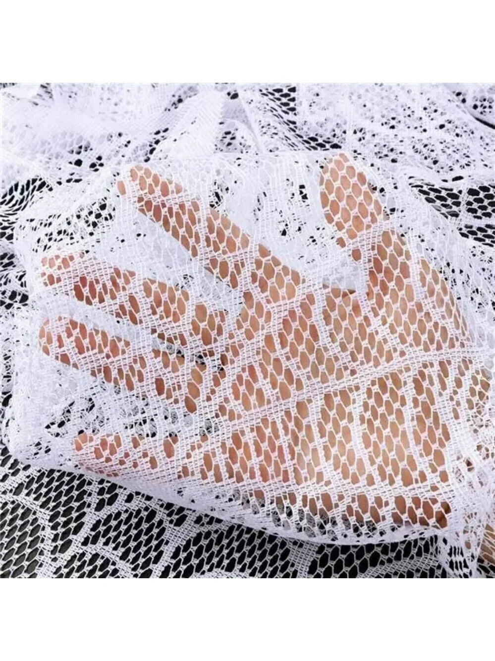Halloween Decorations Indoor Fireplace Mantel Scarf, White Lace Spiderweb Fire
